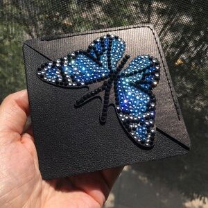 Diamond Art Butterfly Corner Bookmark, Colorful, Sparkly, Bling (BLUE/BLACK 1)